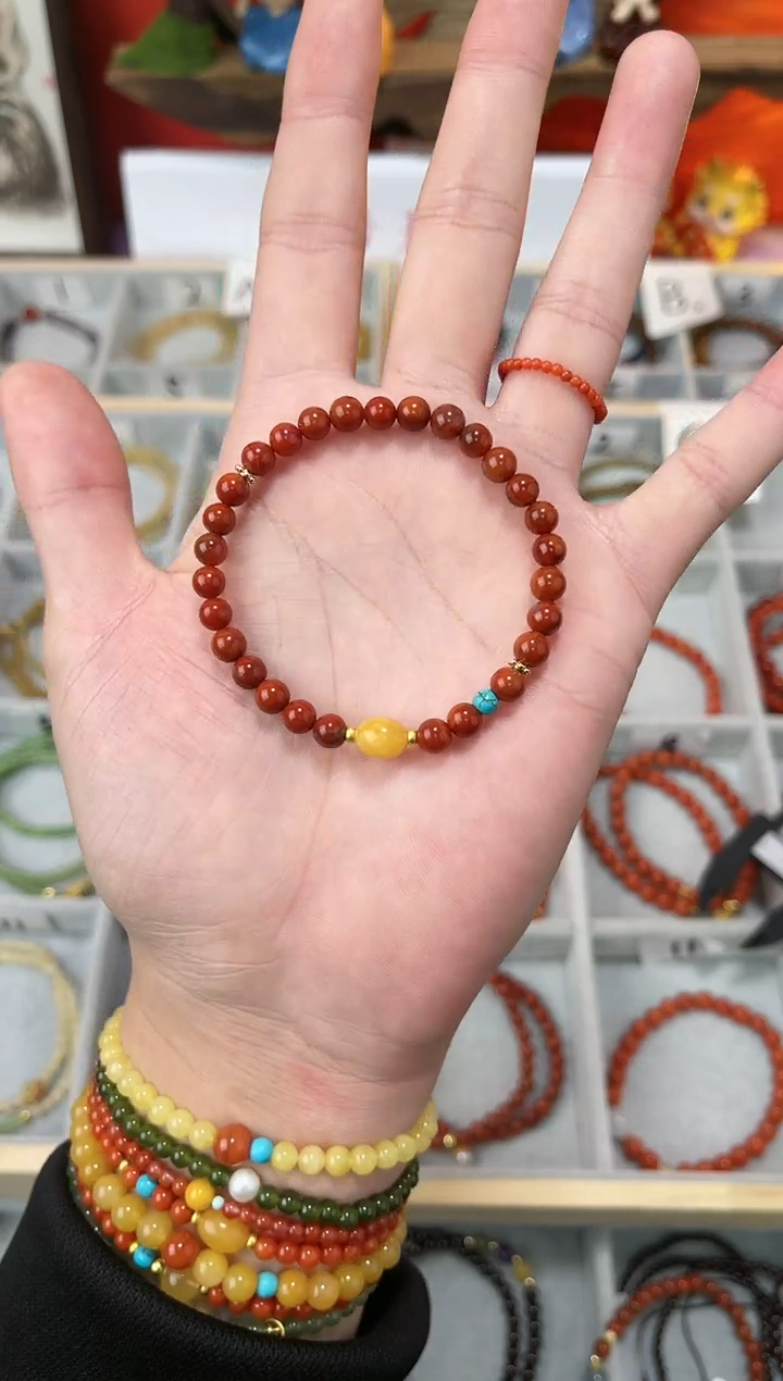 【闪购商品】南红玛瑙手串未镶嵌0.5南红单圈蜜蜡QF-A230