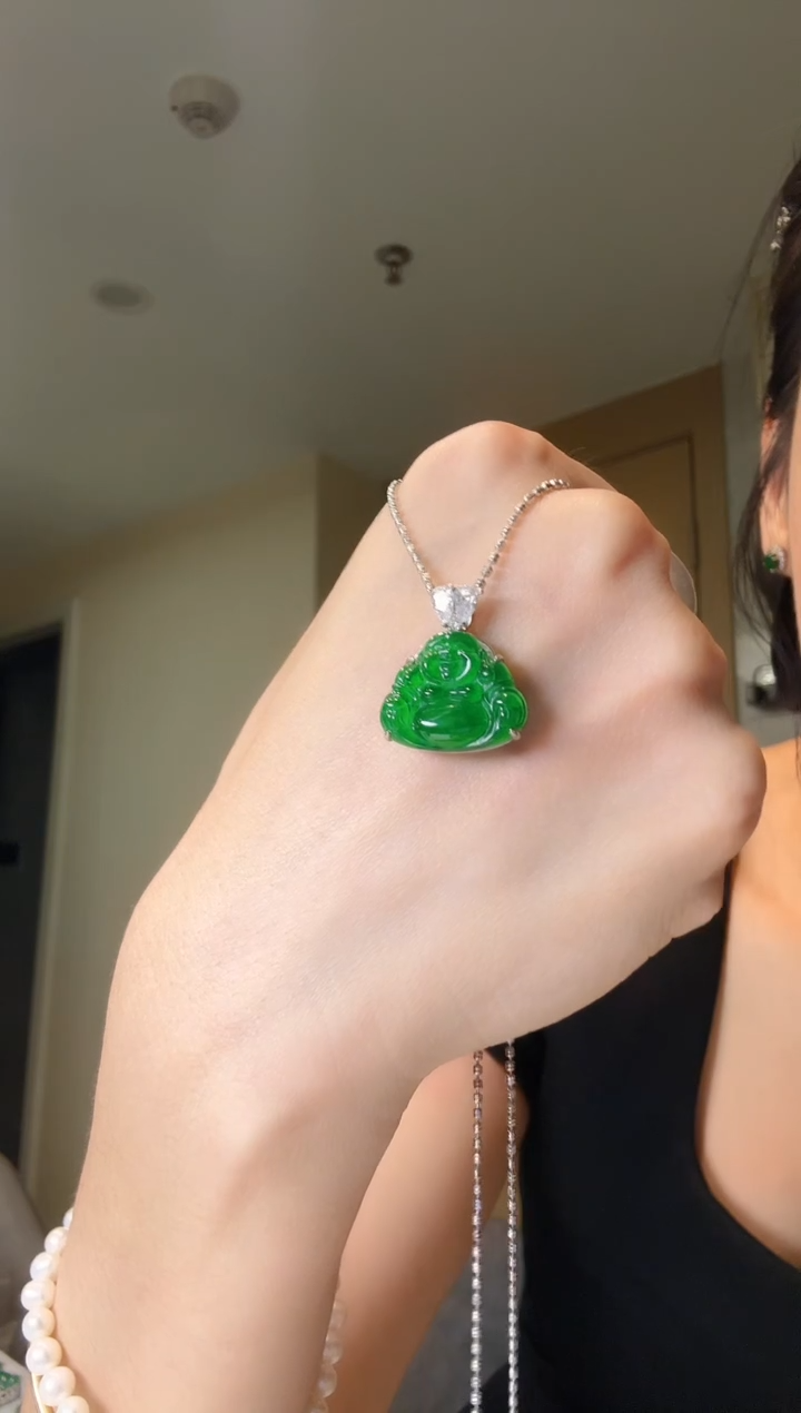 翡翠银S925镶嵌吊坠(不含链)天然翡翠吊坠