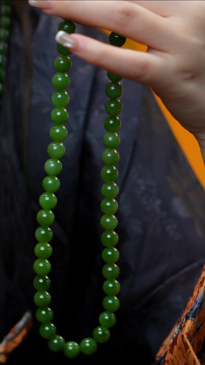 和田玉（碧玉）未镶嵌项链碧玉项链9-10mm 多样性发其一