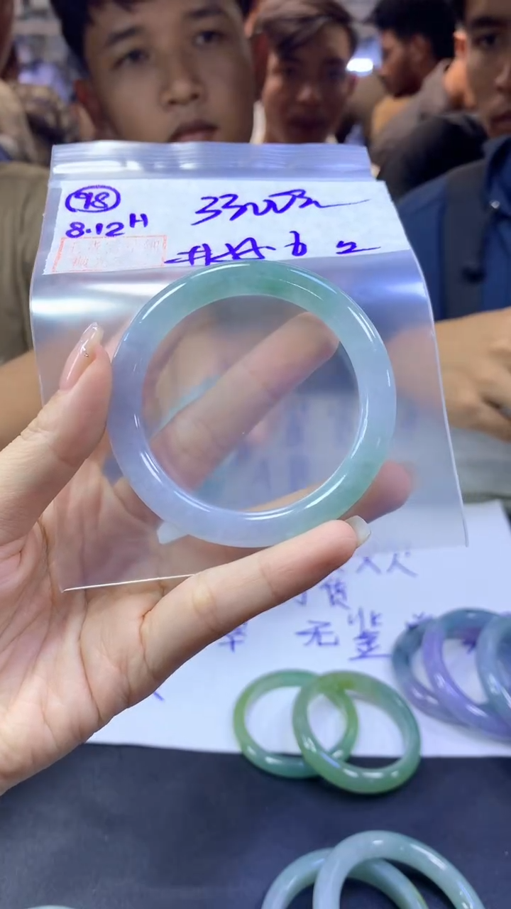 定制翡翠未镶嵌98手镯55.6纹+3300元+拍一发一