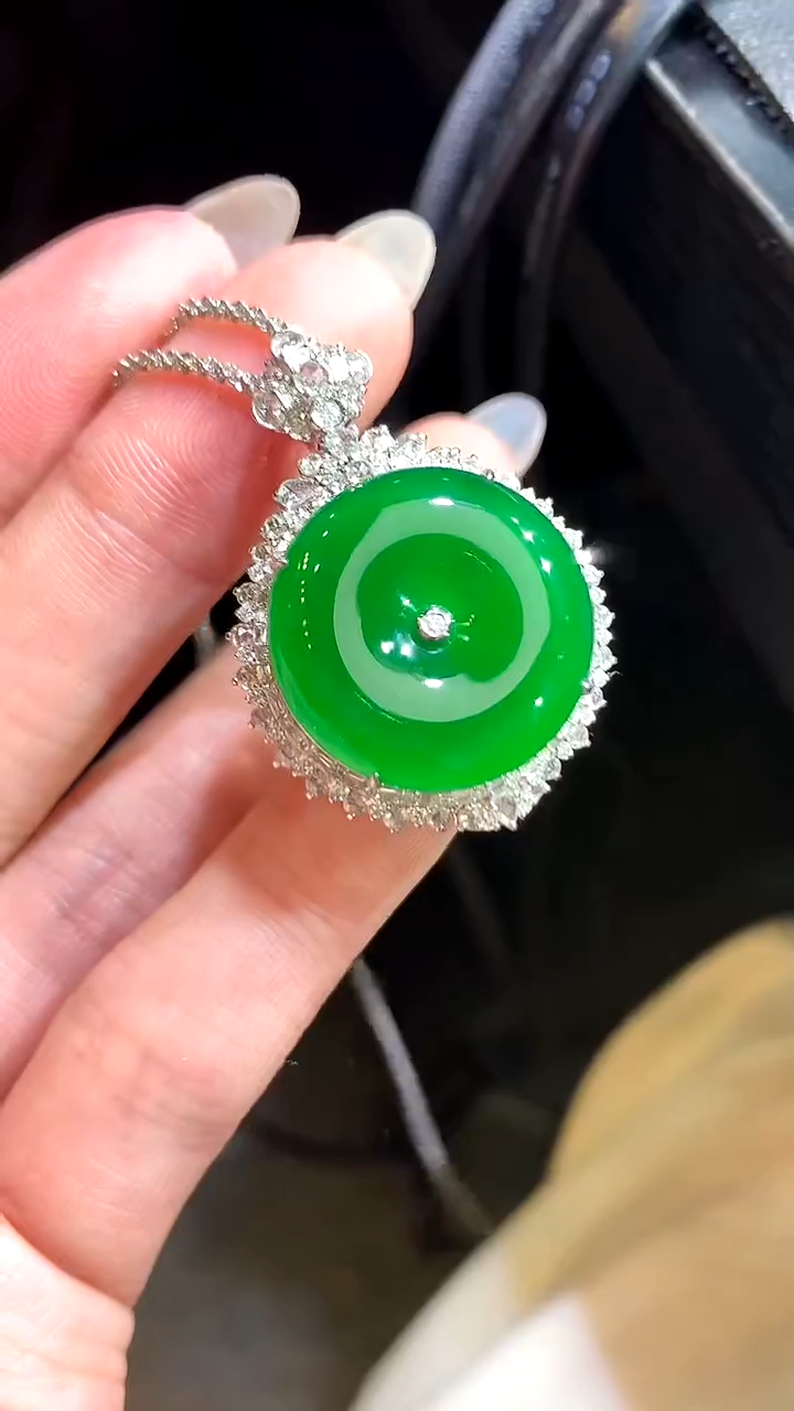 【闪购商品】翡翠吊坠(不含链)18K金镶嵌313-扣子（不含链与扣头