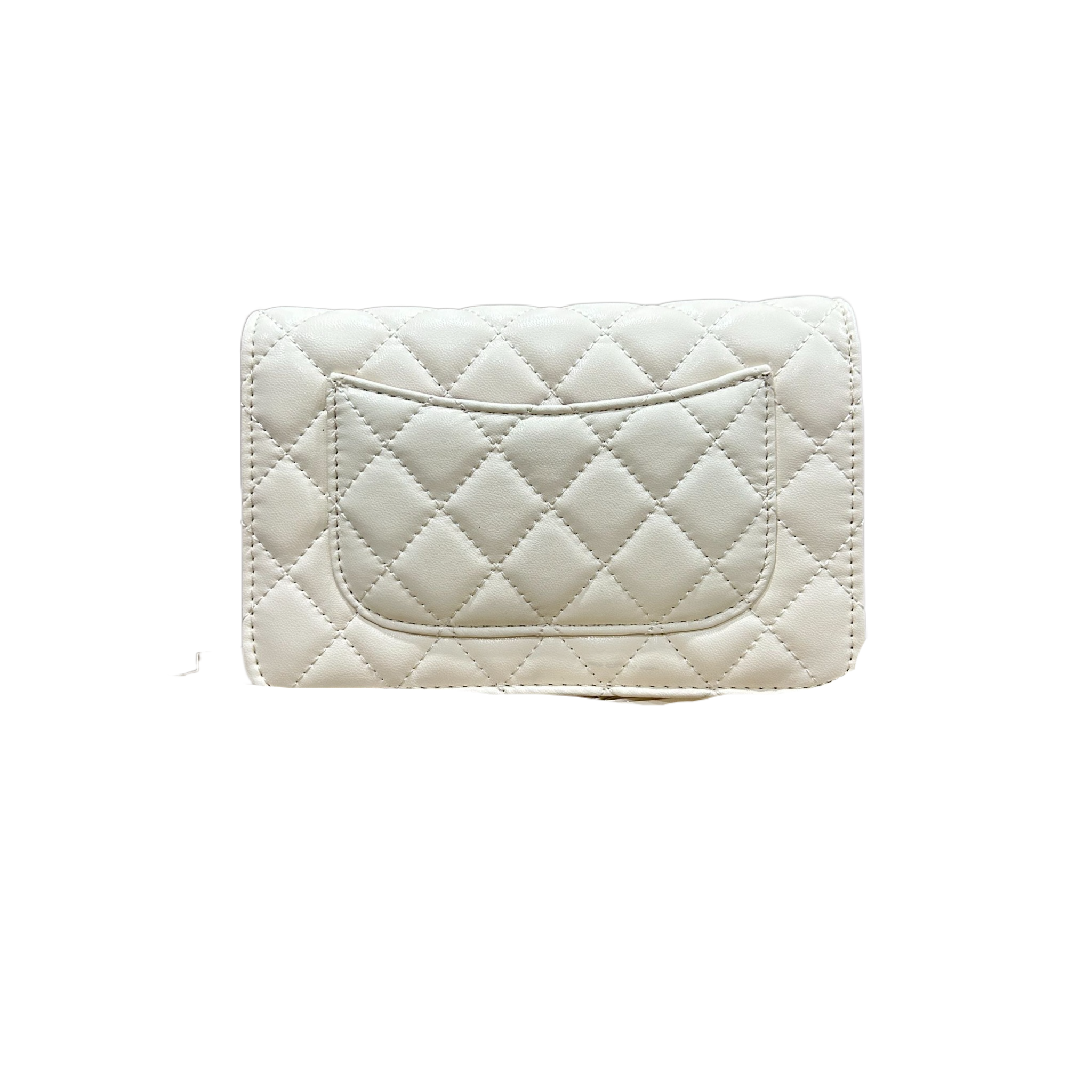TOLEX2025新款手工时尚百搭卧发真皮女包菱格链条白色18cm