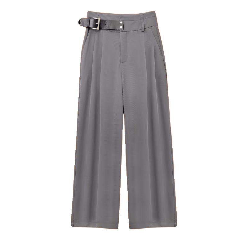 阔腿裤春夏新款高腰直筒裤垂感拖地西装长裤0285