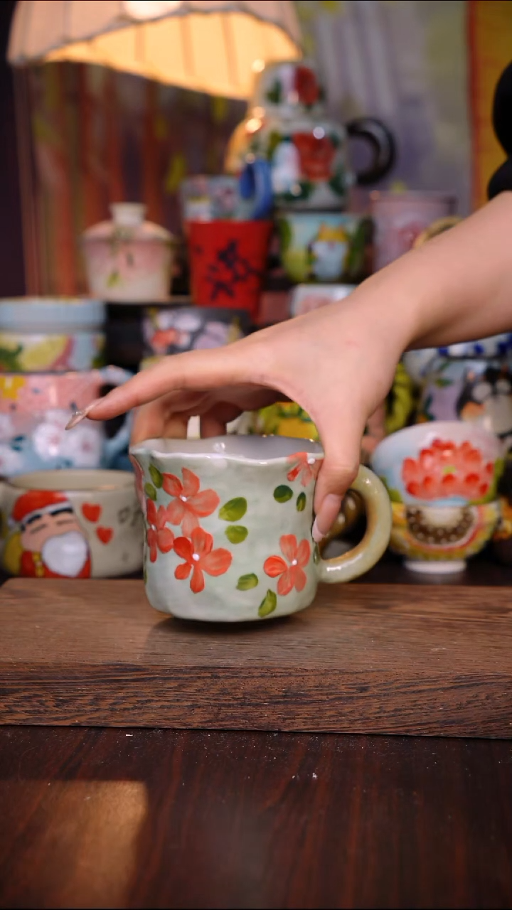 杯子陶泥垚手作 景德镇手工手绘陶瓷器物