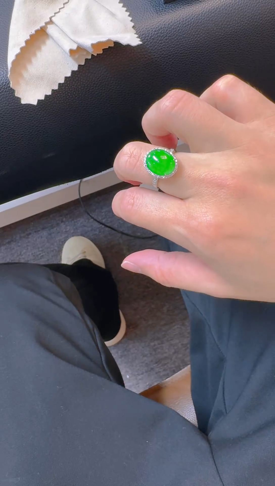 【闪购商品】翡翠戒指银S925镶嵌天然A货翡翠