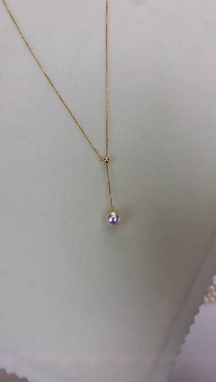 18K金镶嵌DA海水珍珠 GD107 7-8 天女Y链