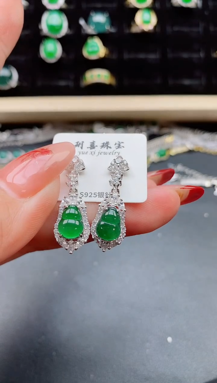 【闪购商品】翡翠耳饰银S925镶嵌321321