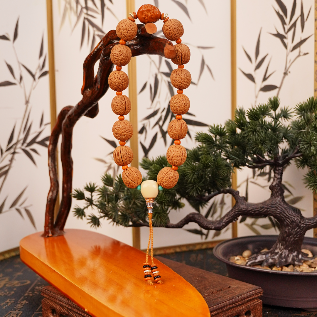 福韵阁 福利品 天然桃核 雪巴琉璃三通 手持 MC0060