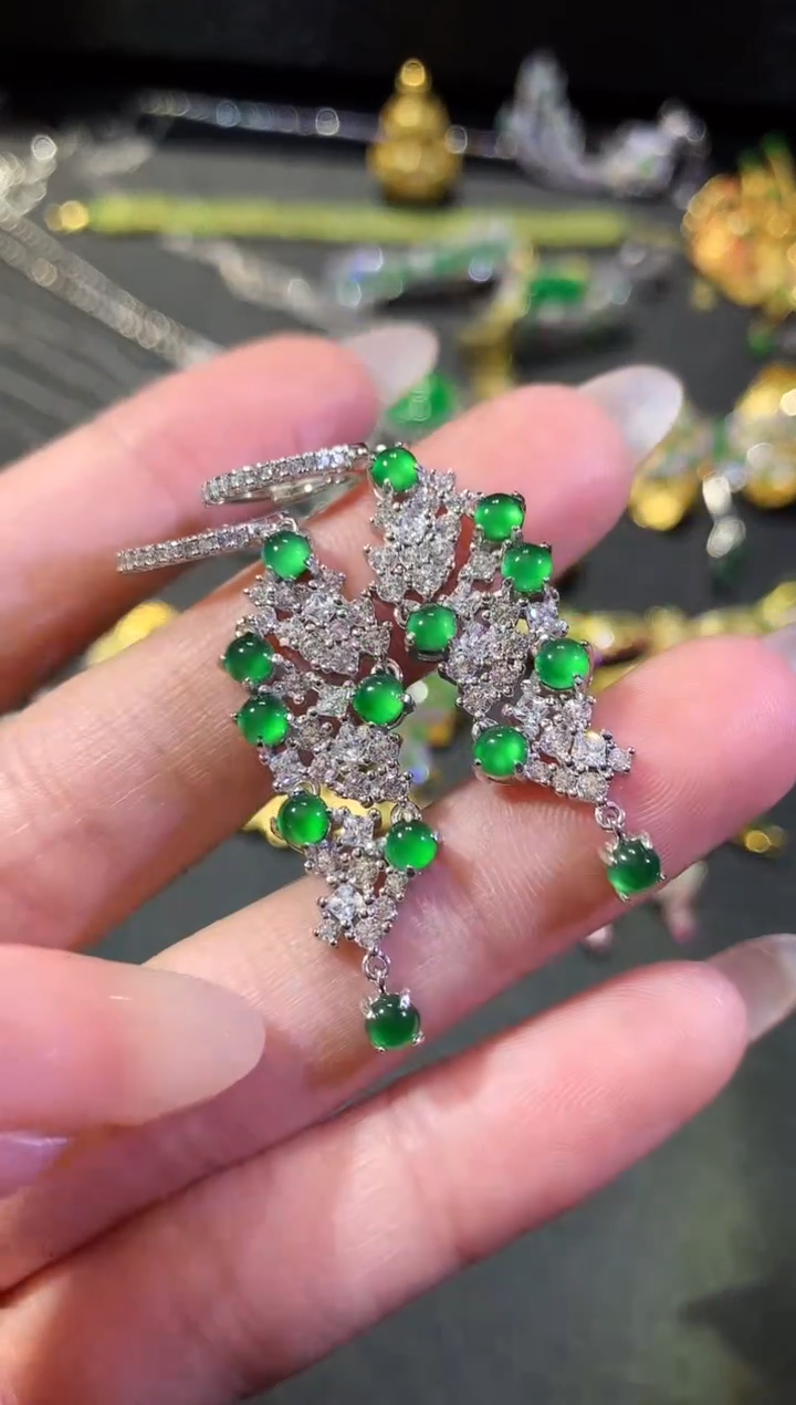 【闪购商品】翡翠耳饰银S925镶嵌202耳饰（多样性发货一件