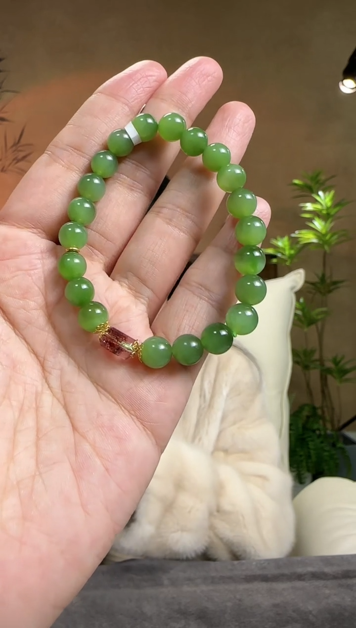 【闪购商品】和田玉手链未镶嵌8mm碧玉猫眼DIY手串