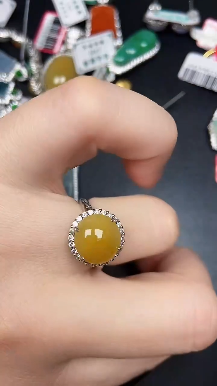 银S925镶嵌戒指翡翠3480