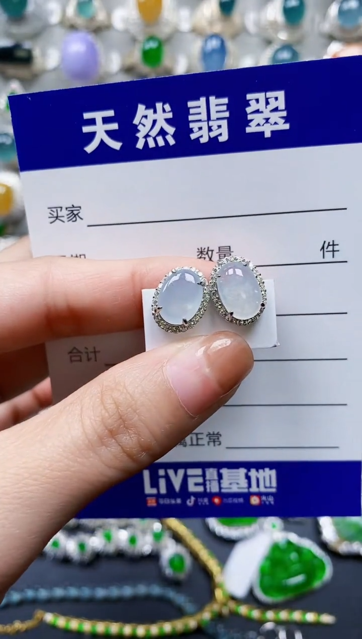 【闪购商品】翡翠耳饰银S925镶嵌0671