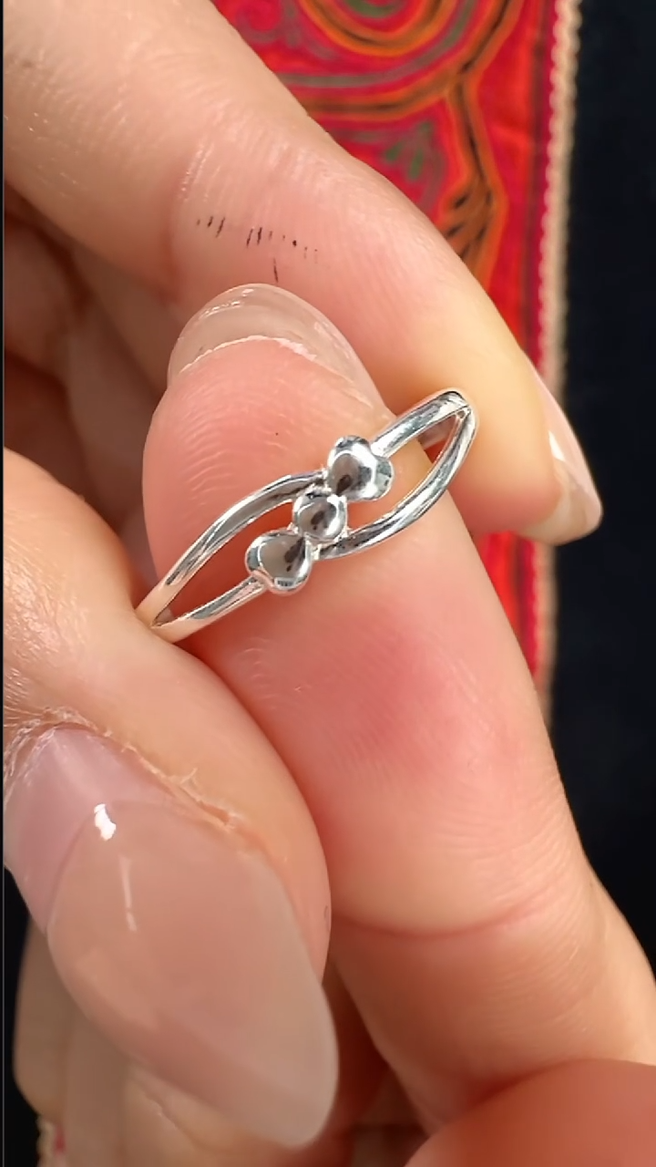 无足银足银蝴蝶戒指