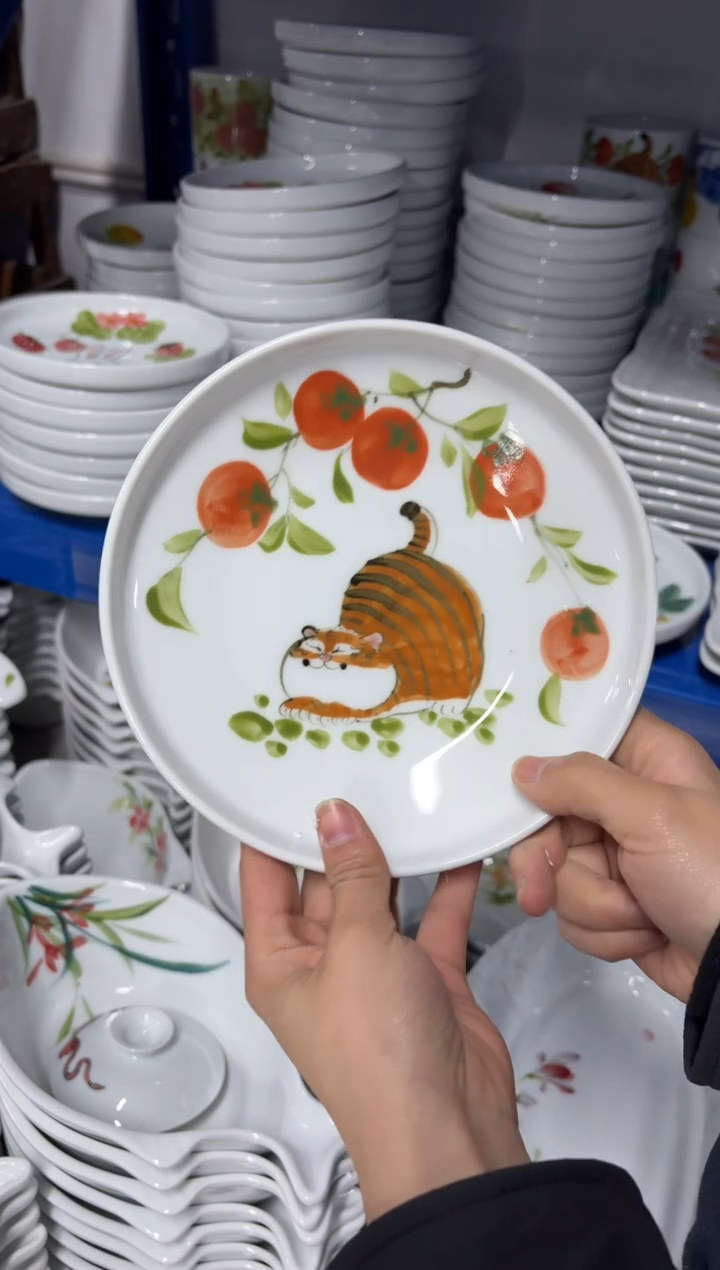 景德镇高温陶瓷食品级手绘釉中彩-立边盘