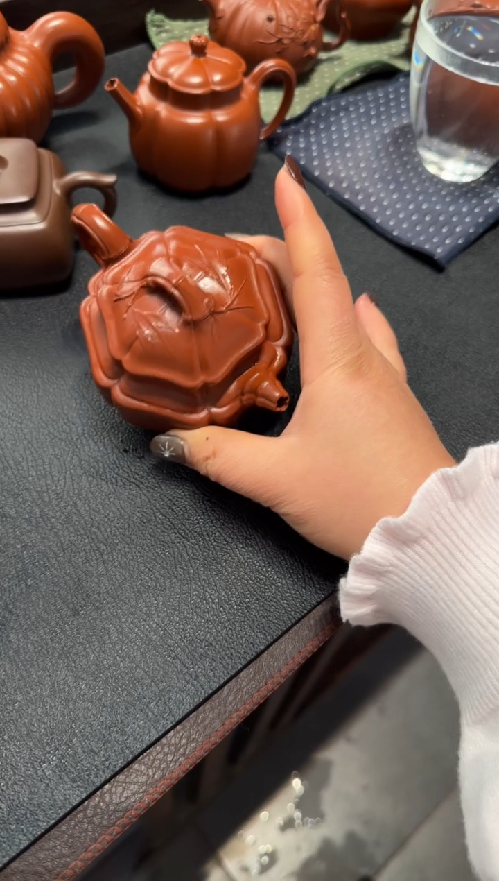 【闪购商品】紫砂茶壶六方海棠双线竹鼓