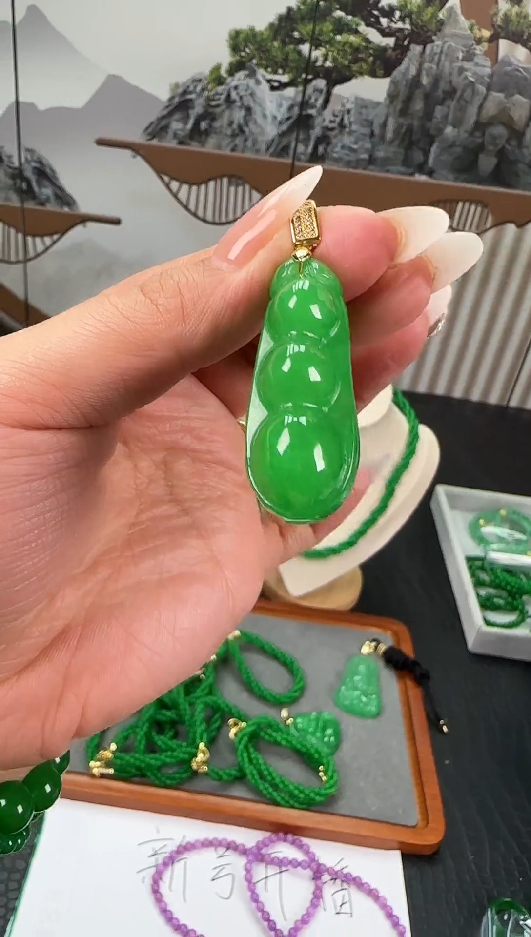 未镶嵌翡翠耳饰高货福豆吊坠