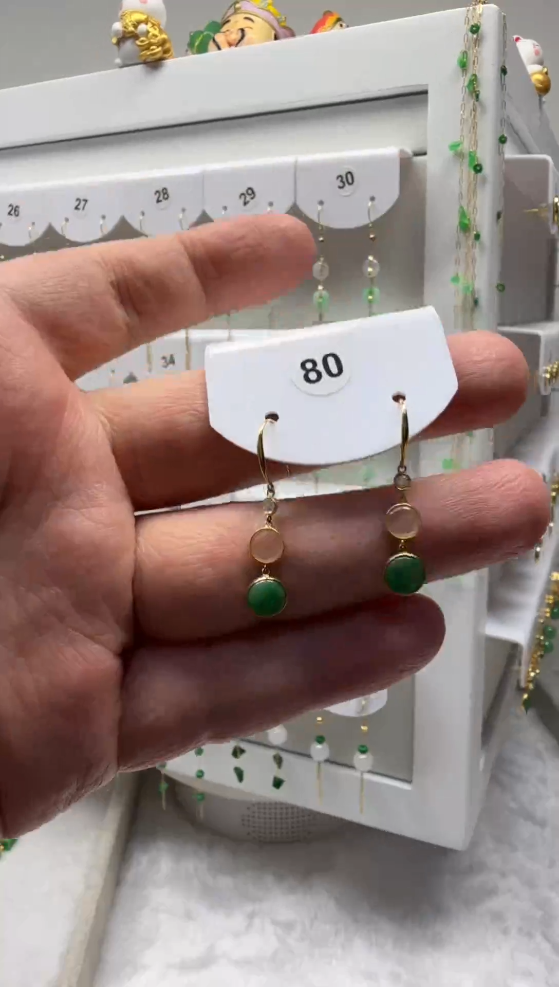 18K金镶嵌翡翠耳饰缅甸天然翡翠a货