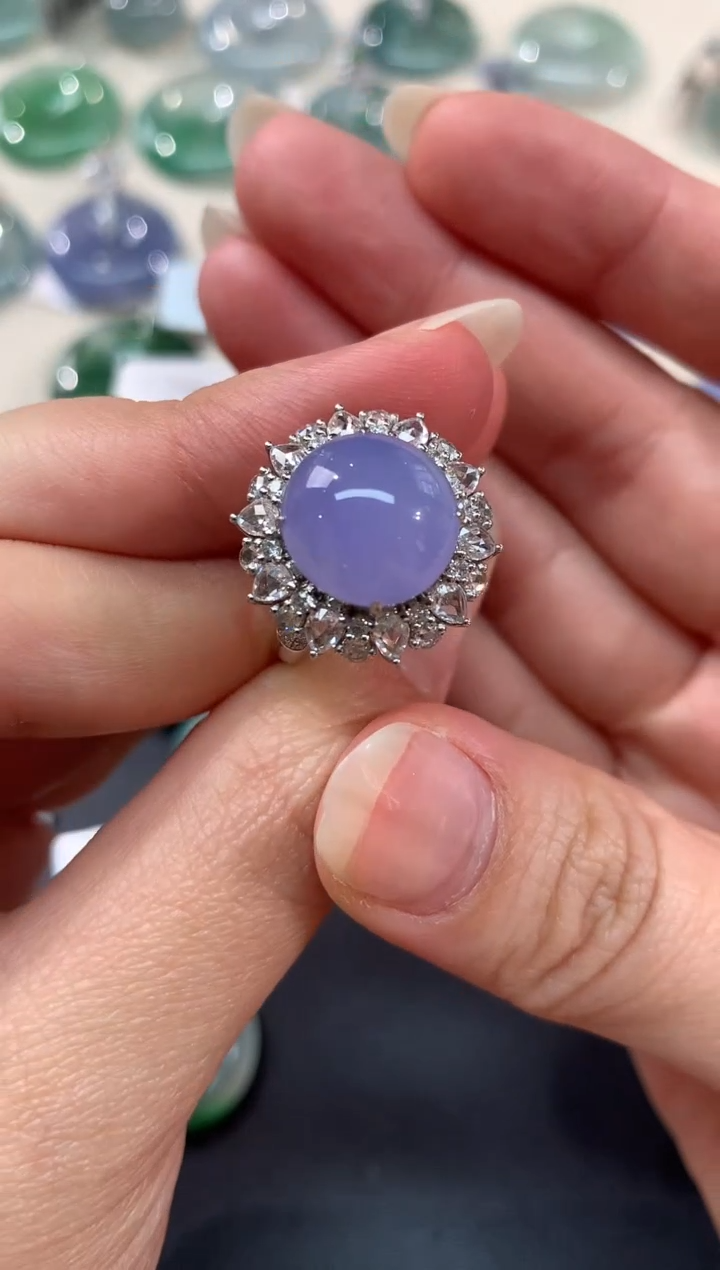 【闪购商品】翡翠戒指18K金镶嵌V30|29999.9+0