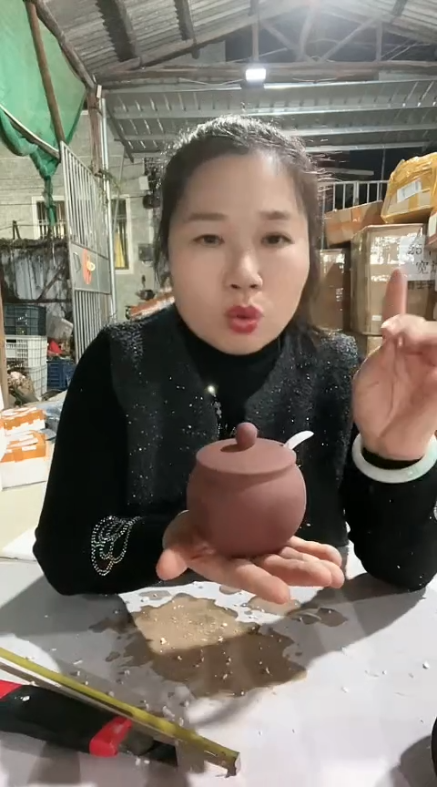 陶瑕疵色差紫砂调料罐送勺