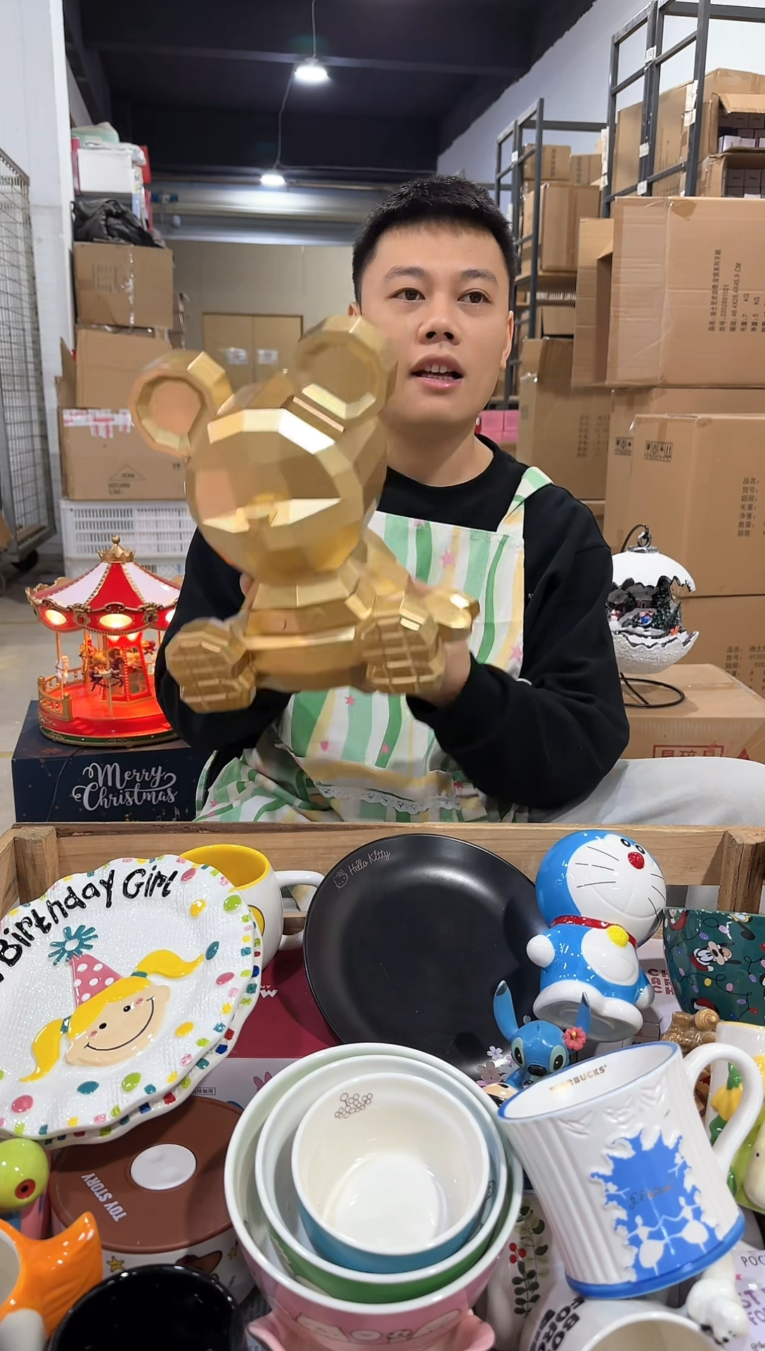 瓷片金色像素米奇钱罐