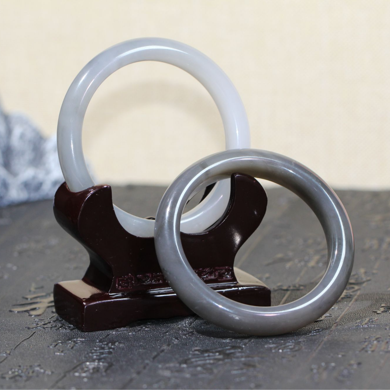 【西部白马】-新疆天然和田玉烟紫手镯 （多样性发一件）