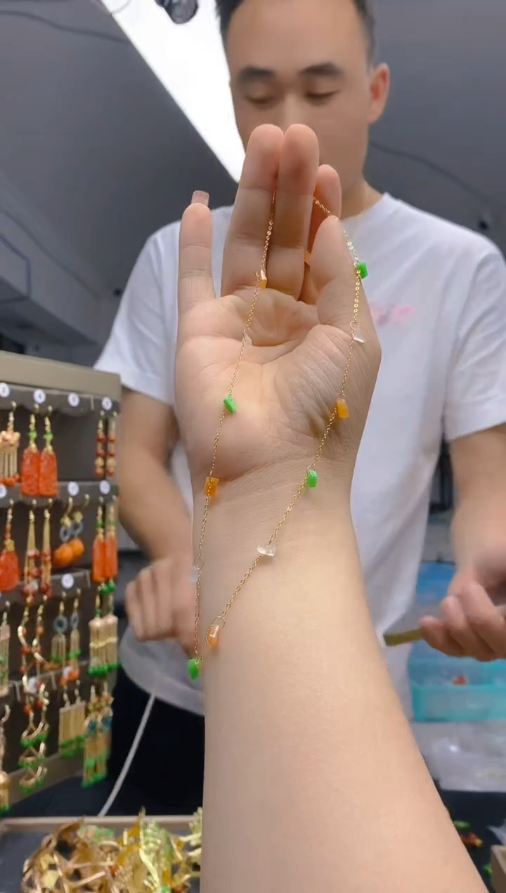 【闪购商品】翡翠耳饰合金237翡翠锁骨链
