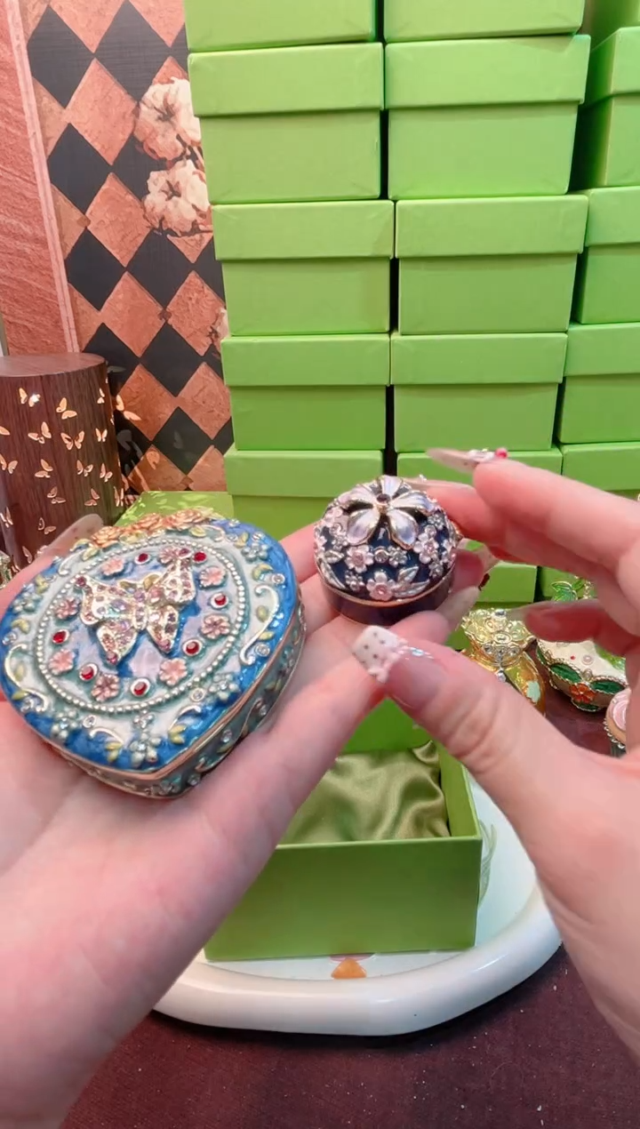 锌合金珐琅彩首饰盒摆件默认微瑕不退不换～