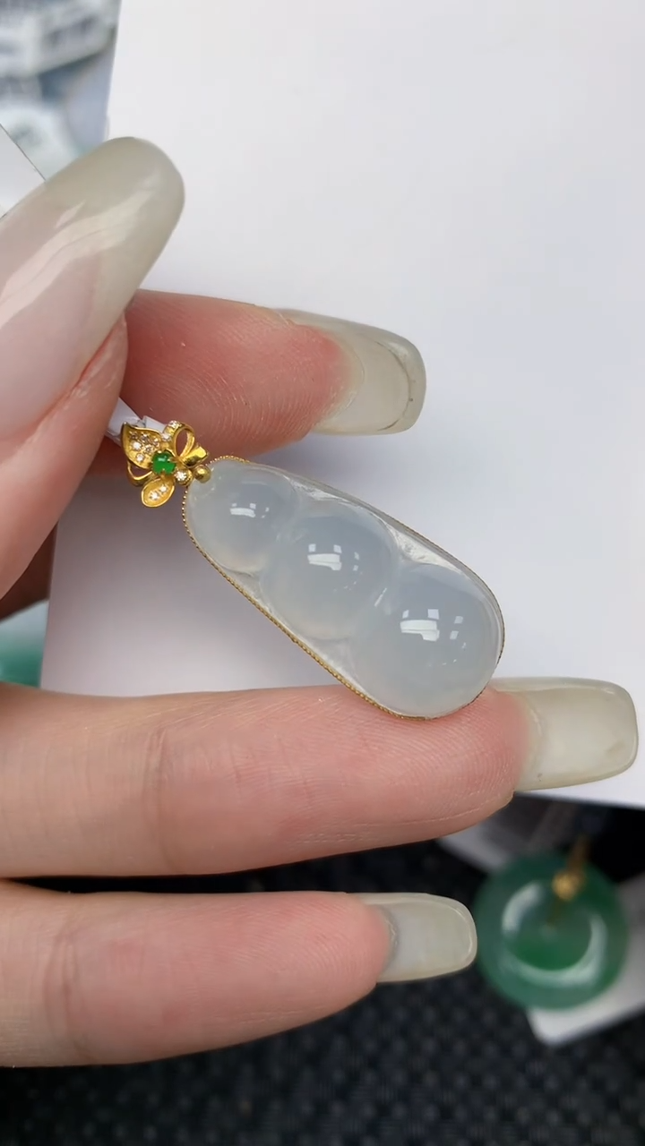 翡翠18K金镶嵌颈饰天然缅甸翡翠a货百元以上9元证书费自理