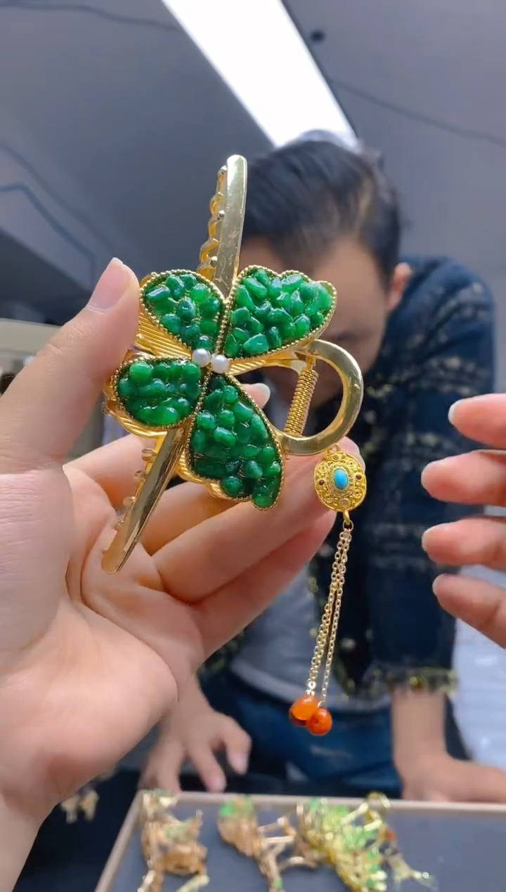 【闪购商品】翡翠耳饰合金0171翡翠发簪