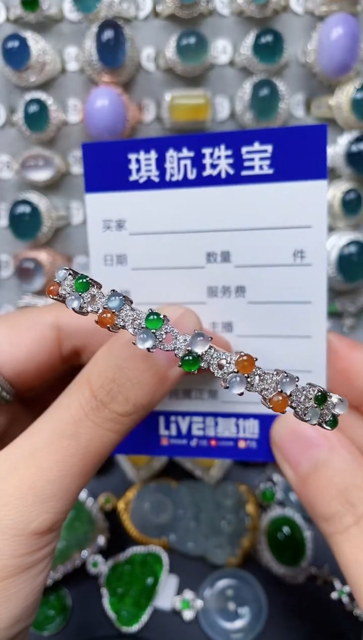 【闪购商品】翡翠手镯银S925镶嵌0511