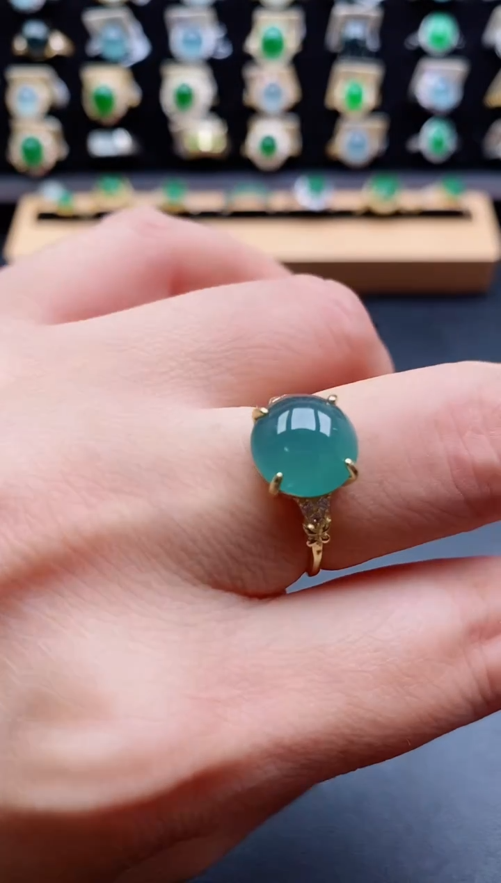 银S925镶嵌戒指翡翠1