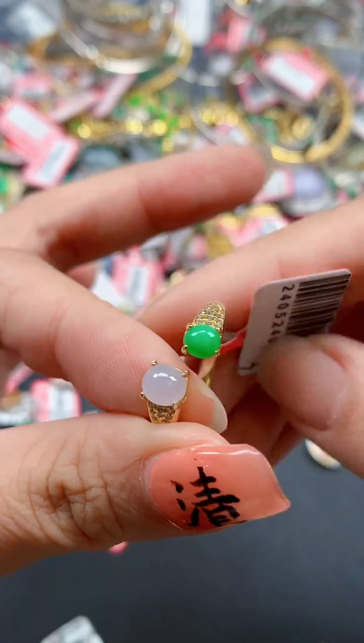 银S925镶嵌戒指翡翠天然A货缅甸翡翠