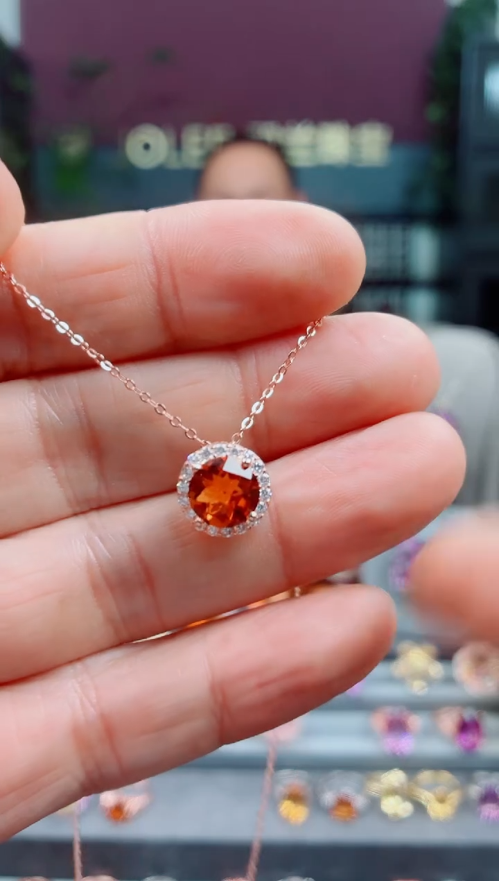 吊坠(赠链)银S925镶嵌黄晶黄晶吊坠