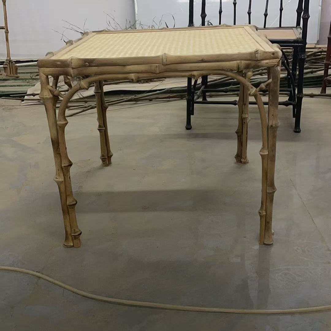 58*58*56竹编工艺榫卯茶几餐椅圈椅美式家用