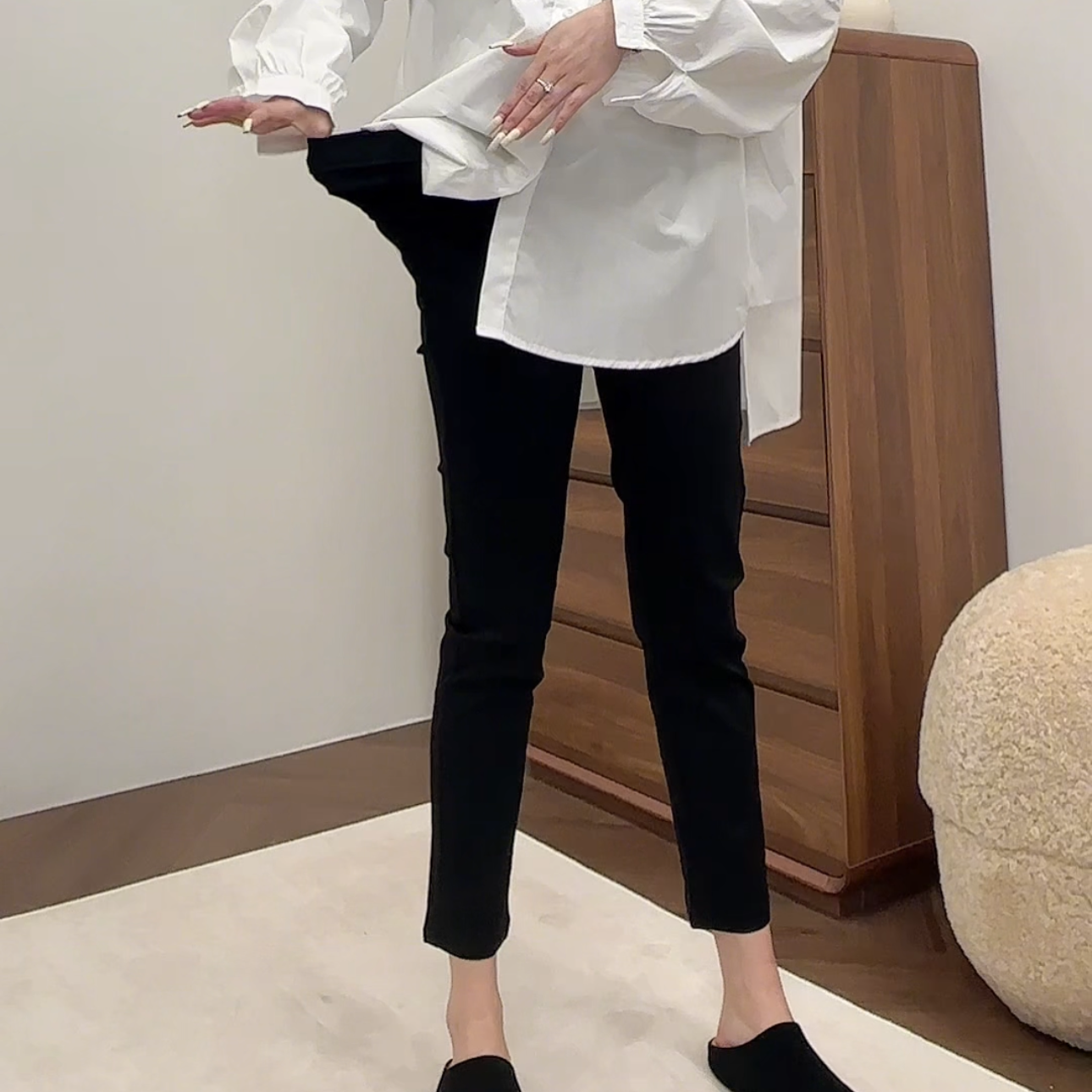 【林南南】 修身小黑裤时尚休闲百搭弹力运动简约680206