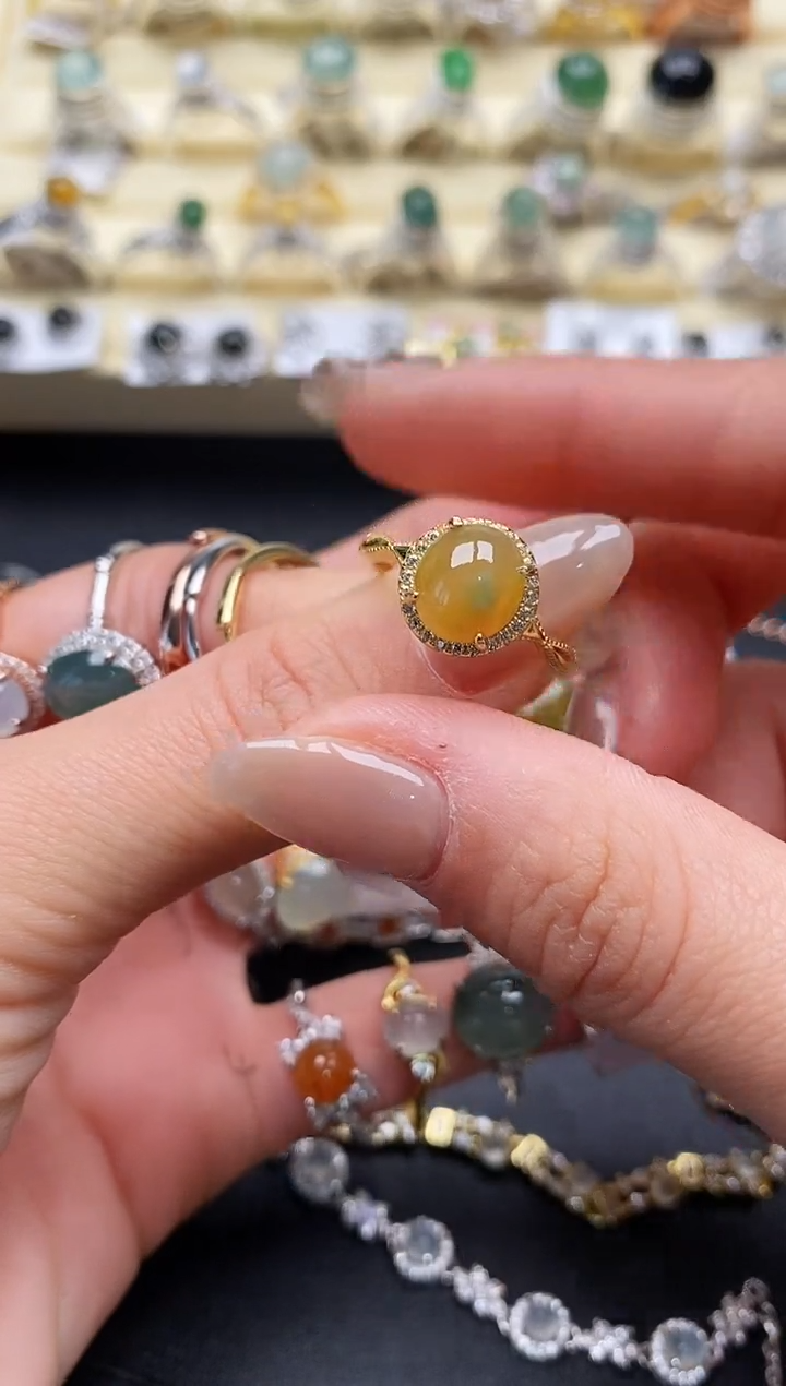 【闪购商品】翡翠戒指银S925镶嵌缅甸翡翠2   10+8