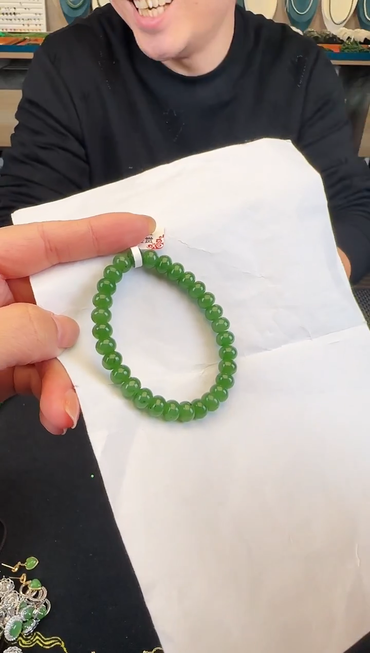 未镶嵌手链和田玉卡8算盘珠