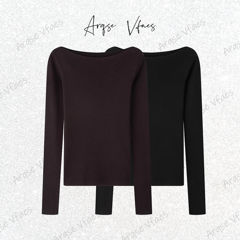 艾家同款2025冬季新款时尚百搭一字领无缝针织衫打底衫女AR804163