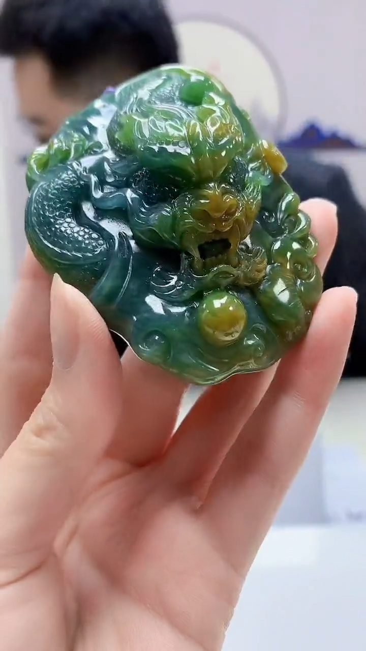 【闪购商品】定制翡翠未镶嵌5153zm-毛货挂件龙牌203