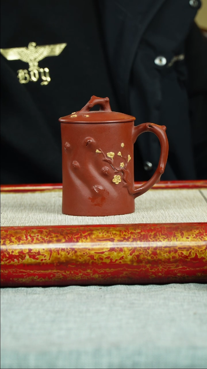 【闪购商品】紫砂茶壶梅香主人盖杯 大红袍 魏加峰制