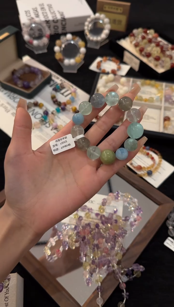 合金手链水晶青苹果乐园x3065