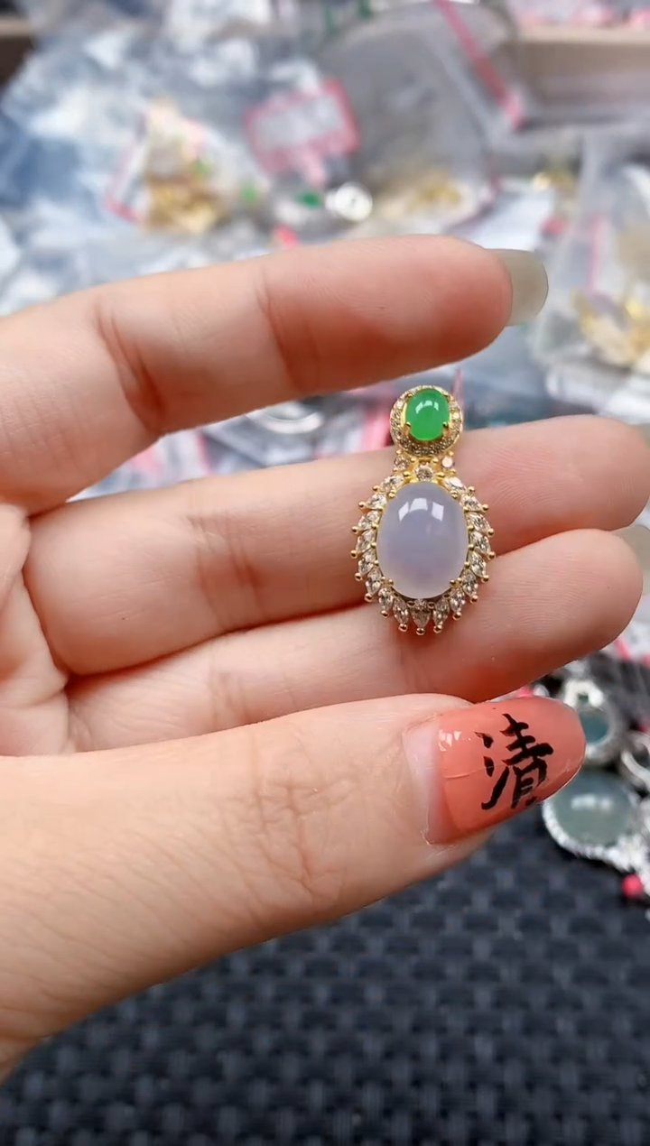 银S925镶嵌戒指翡翠天然A货缅甸翡翠