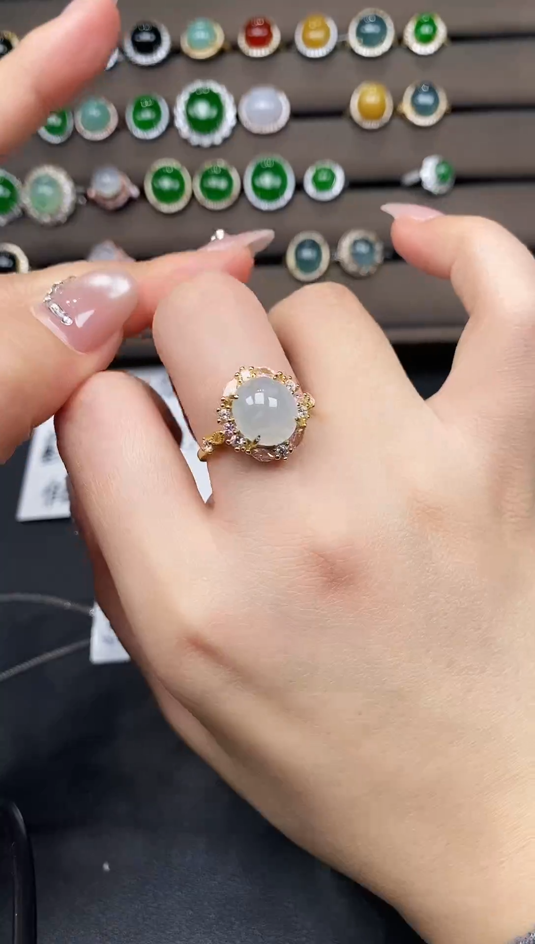 银S925镶嵌戒指翡翠111