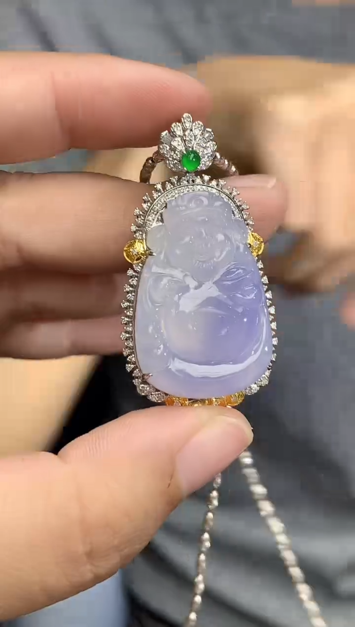 定制翡翠18K金镶嵌568-春日珠宝--不含链