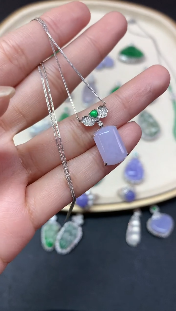 【闪购商品】翡翠套链18K金镶嵌套链A324|3800