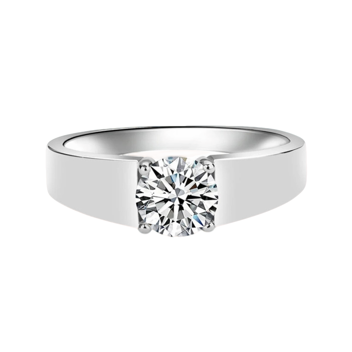 925银莫桑石戒指 【光臂男戒】闭口镶嵌经典女婚戒轻奢商场品牌同款