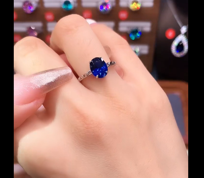 高订 斯里兰卡 皇家蓝蓝宝石戒指 气质经典款 02004