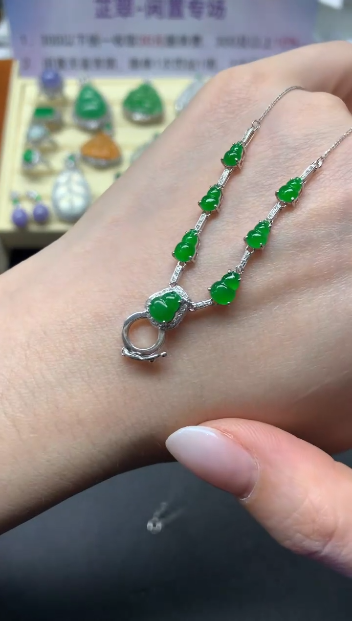 【闪购商品】翡翠套链18K金镶嵌套链|8800+880