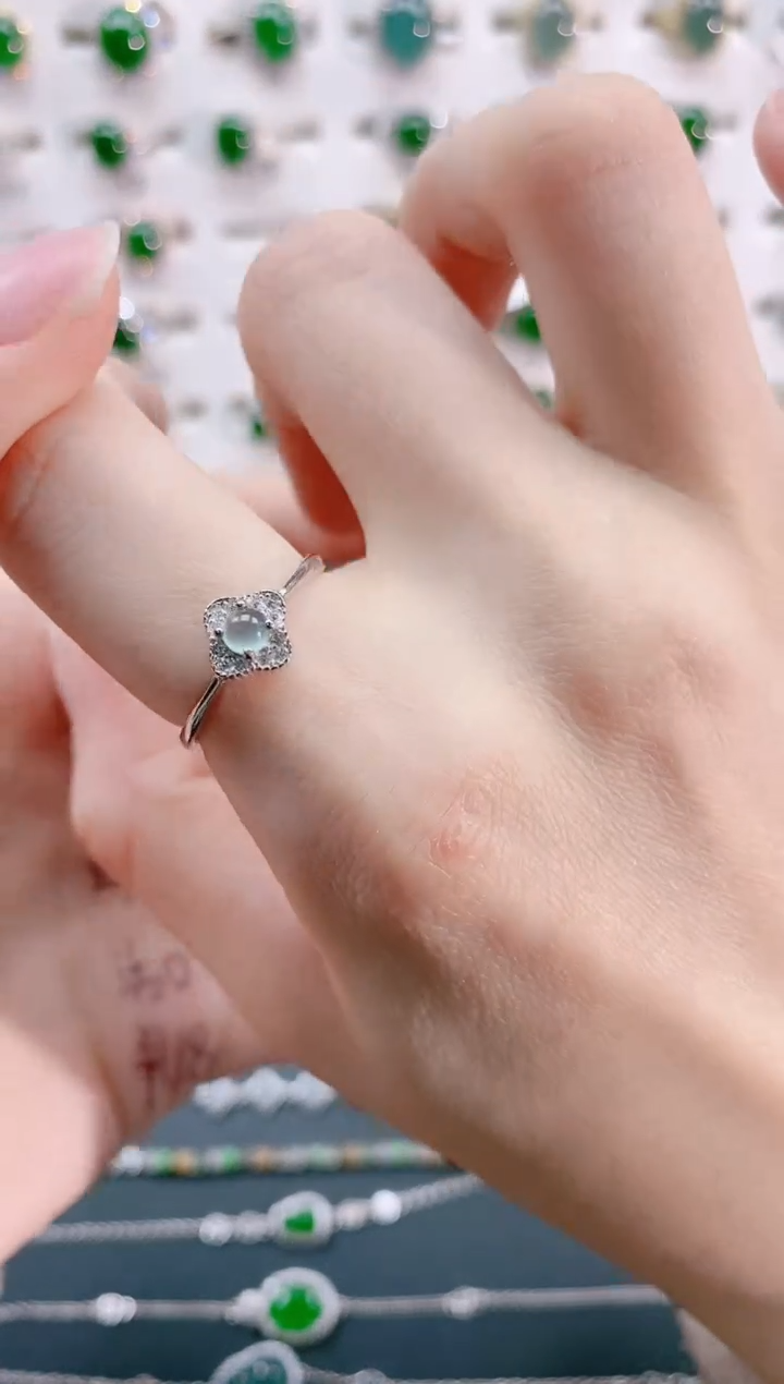 【闪购商品】翡翠戒指银S925镶嵌天然翡翠