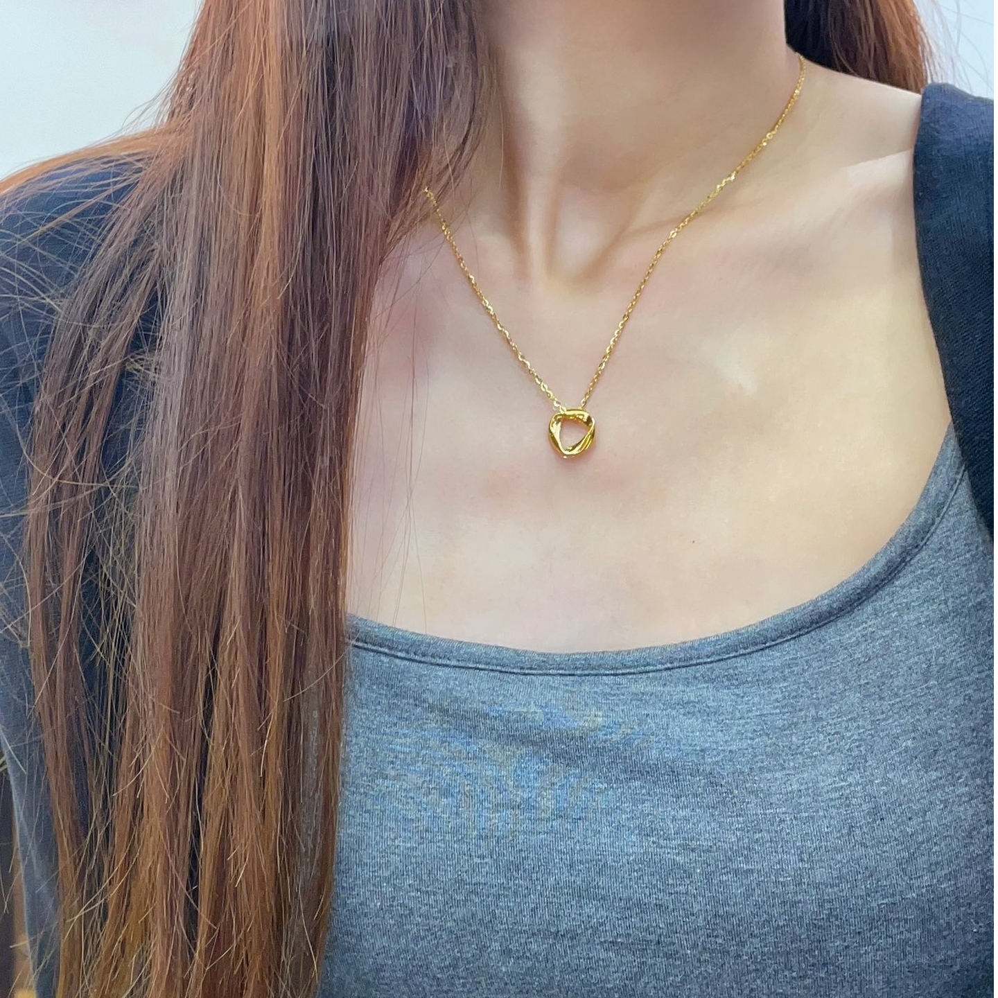 【水贝黄金】足金999黄金项链莫比乌斯几何形套链经典百搭